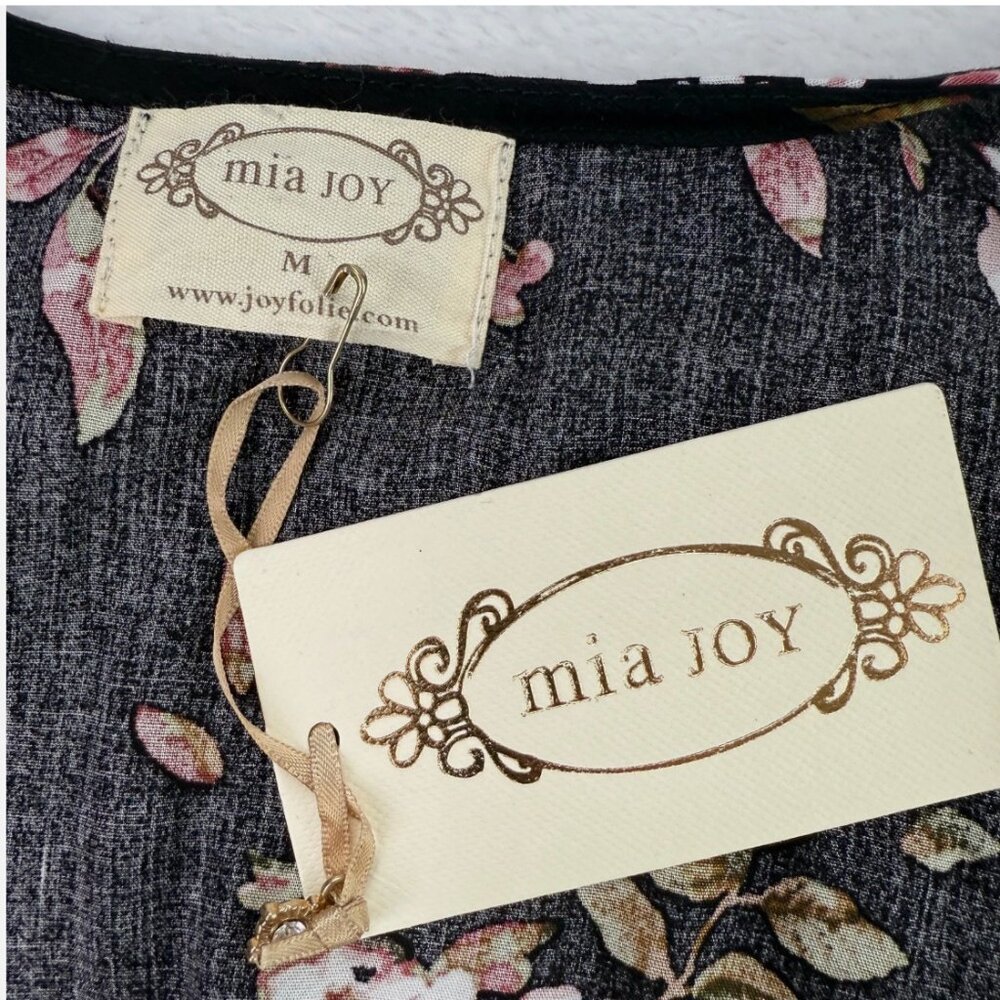 Mia Joy Joyfolie Kathleen Black Floral Duster Long Top‎ Festival Boho Feminine - Picture 6 of 15